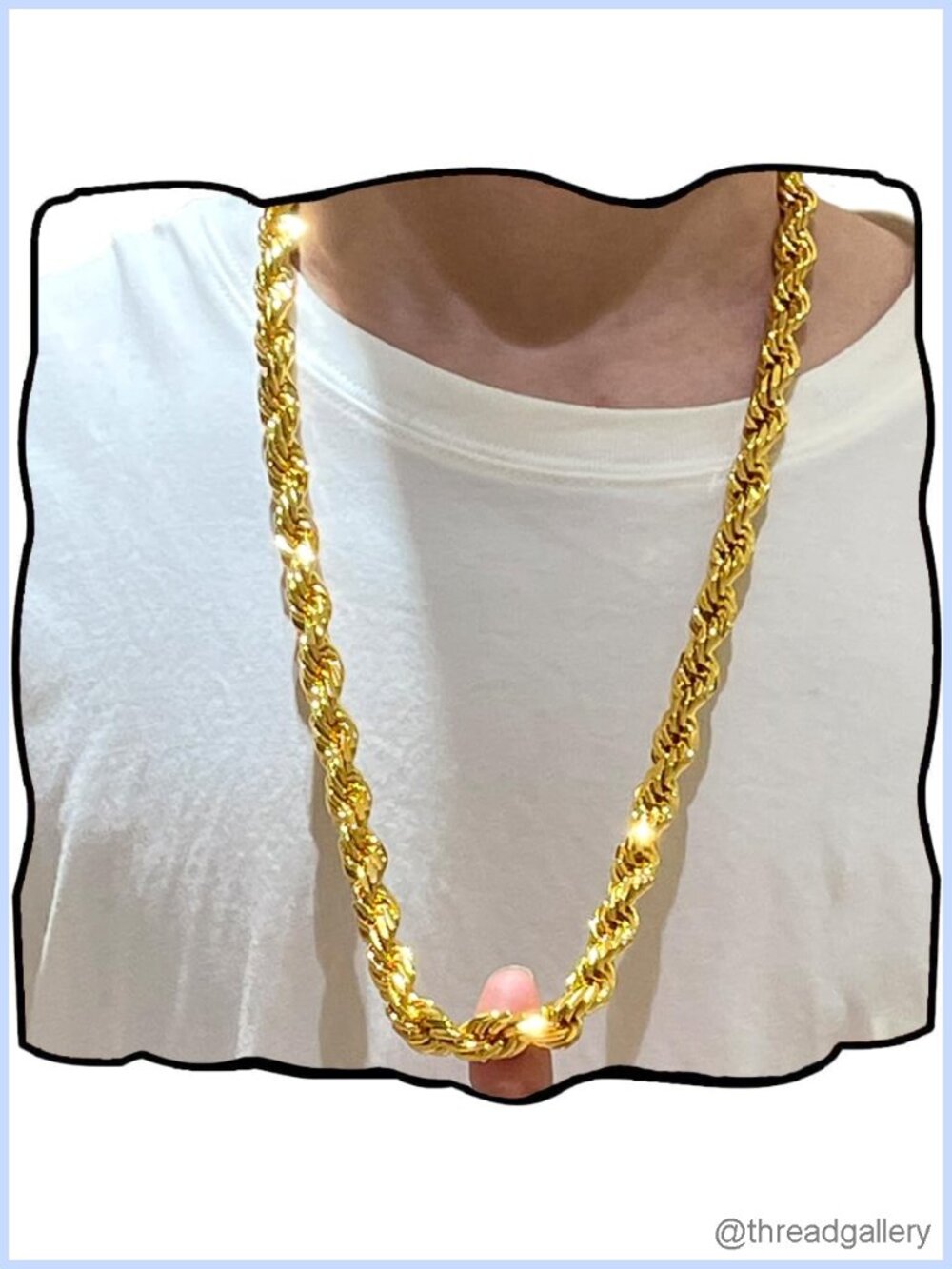 24K Gold Plated Diamond Cut Rope Chain Necklace 11mm Hip Hop Lobster Clasp